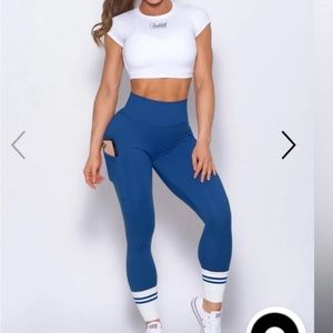 Bombshell sportswear cobalt blue ankle socks leggings medium